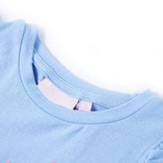 Vidaxl Otroška majica s kratkimi rokavi z volančki svetlo modra 128