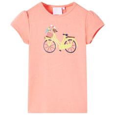 Greatstore Otroška majica s kratkimi rokavi neon koralna 116