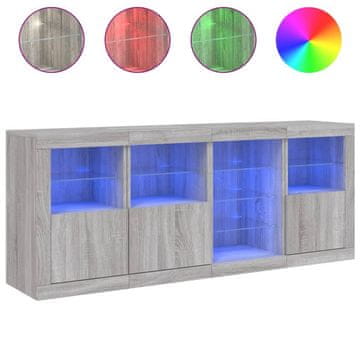 Vidaxl Komoda z LED lučkami siva sonoma 164x37x67 cm