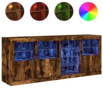 Vidaxl Komoda z LED lučkami dimljen hrast 164x37x67 cm