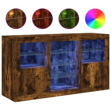Vidaxl Komoda z LED lučkami dimljen hrast 123x37x67 cm
