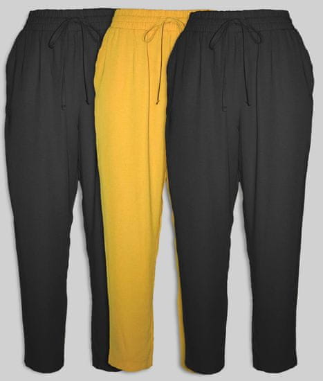 PANTONECLO Ženske hlače iz poliestra (črna in rumena) - Paket 3 kosov