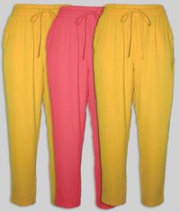 PANTONECLO Ženske hlače iz poliestra (rumena in rdeča) - Paket 3 kosov, 10