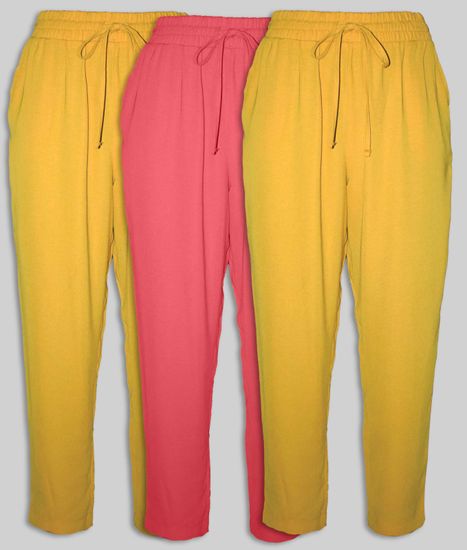 PANTONECLO Ženske hlače iz poliestra (rumena in rdeča) - Paket 3 kosov