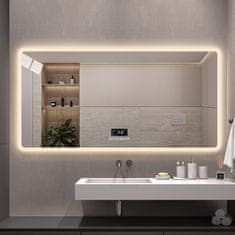 S6 Steklarstvo Šest LED ogledalo S65E, 120x60cm, z Bluetooth zvočnikom, 3000K - 6000K, senzor gibanja, ekran (Display)
