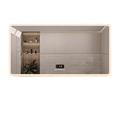 S6 Steklarstvo Šest LED ogledalo S65E, 120x60cm, z Bluetooth zvočnikom, 3000K - 6000K, senzor gibanja, ekran (Display)
