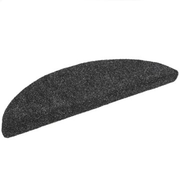 Vidaxl Preproge za stopnice samolepilne 15 kosov 56x17x3 cm temno sive polkrožne