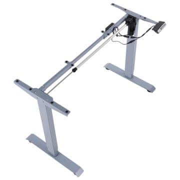 STEMA Okvir z električno nastavitvijo višine PRATO 01-2T/A v sivi barvi. Ima en motor in se lahko polni preko USB. Nastavljiva višina v območju 72–121 cm.