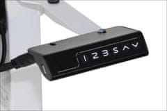 STEMA Okvir z električno nastavitvijo višine PRATO 01-2T/W v beli barvi. Ima en motor in se lahko polni preko USB. Nastavljiva višina v območju 72–121 cm.
