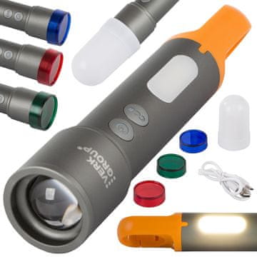 Verkgroup Vojaška taktična aku. LED COB PM10-TG ročna svetilka zoom