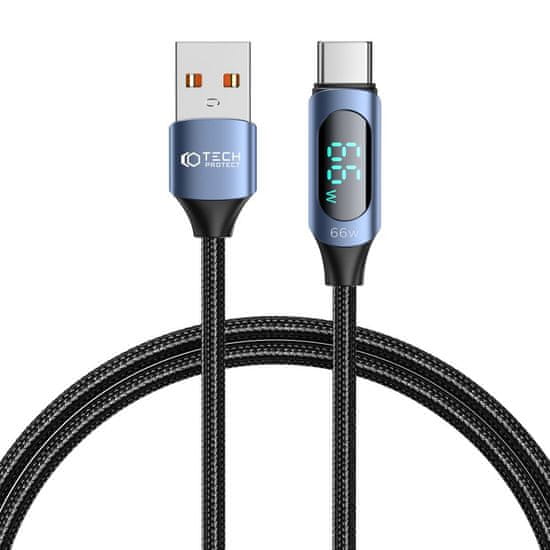 Tech-protect Ultraboost LED kabel USB / USB-C 66W 6A 1m, modro