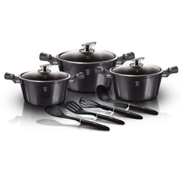 Berlingerhaus  Berlinger Haus komplet loncev z granitno prevleko, 10 kosov Carbon Pro BH6919
