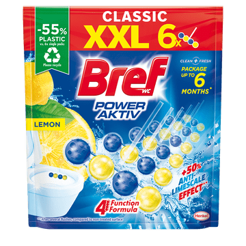 Bref Power Aktiv trda obešanka za WC, limona, 6x50 g