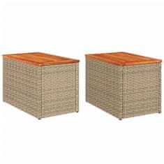 Vidaxl Vrtna stranska mizica 2 kosa bež 55x34x37 cm PE ratan les