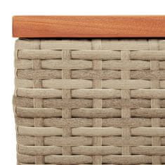 Vidaxl Vrtna stranska mizica 2 kosa bež 55x34x37 cm PE ratan les