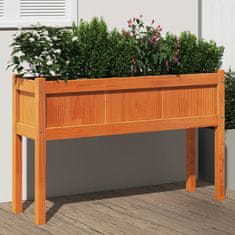 Vidaxl Vrtno korito z nogami voščeno rjavo 110x31x70 cm trdna borovina