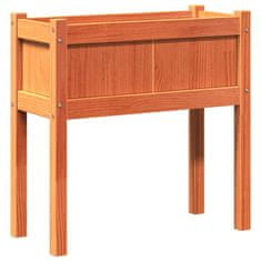 Vidaxl Vrtno korito z nogami voščeno rjavo 70x31x70 cm trdna borovina