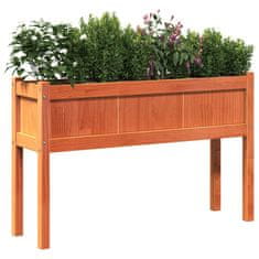 Vidaxl Vrtno korito z nogami voščeno rjavo 110x31x70 cm trdna borovina