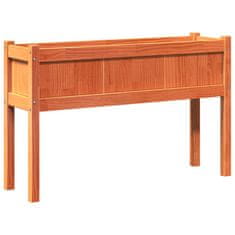 Vidaxl Vrtno korito z nogami voščeno rjavo 110x31x70 cm trdna borovina