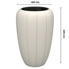 botle Cvetlični lonec Cvetlični lonec z vložkom Barva Kremasta Okrogla 40 cm V 62 cm Žlebasta površina Mat plastika Moderni Glamour