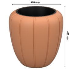 botle Cvetlični lonec Cvetlični lonec z vložkom Barva Terakota Okrogla 40 cm V 40 cm Žlebljena površina Mat plastika Moderni Glamour