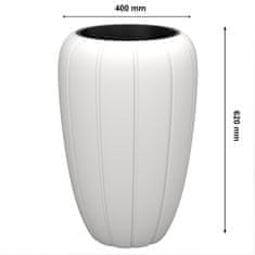 botle Cvetlični lonec Cvetlični lonec z vložkom Barva Bela Okrogla 40 cm V 62 cm Žlebljena površina Mat plastika Moderni Glamour