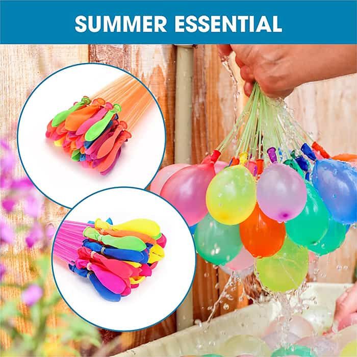 Netscroll 111 vodnih balonov, baloni na slamicah za hitrejše polnjenje, različnih barv, odlična vodna zabava v vročih poletnih dnevih, WaterBalloons