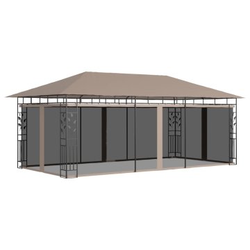 Vidaxl Paviljon z mrežo proti komarjem 6x3x2,73 m taupe 180 g/m²