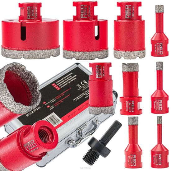 Powermat Set 9 diamantnih kronskih žag M14 za keramiko in kamen 6-68mm+aluminijast kovček