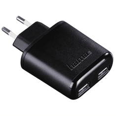 Hama dvojni omrežni polnilnik USB, 4,8 A, AutoDetect