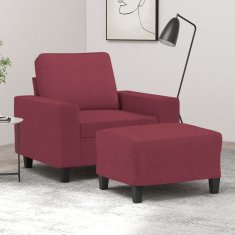 shumee vidaXL Fotelj s stolčkom za noge vinsko rdeč 60 cm blago