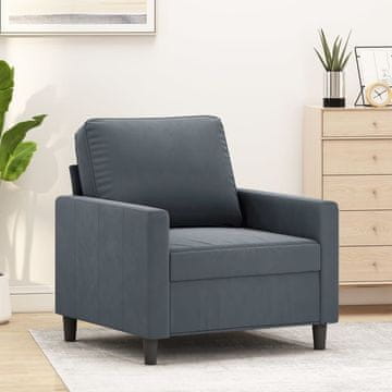 Vidaxl vidaXL Fotelj, temno siv, 60 cm, oblazinjen z žametom