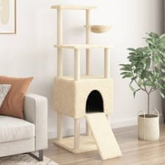 Vidaxl Mačje drevo s praskalniki iz sisala krem 153 cm