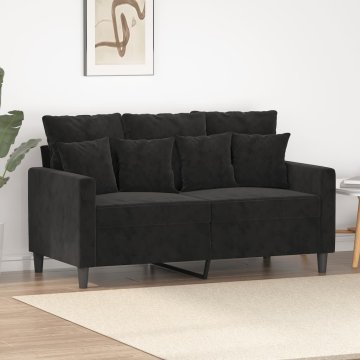 Vidaxl vidaXL Dvosed, črn, 120 cm, oblazinjen z žametom
