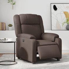 Vidaxl Električni naslanjač rjavo umetno usnje