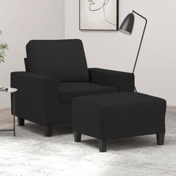 Vidaxl vidaXL Fotelj s podnožjem, črne barve, 60 cm, prevleka iz blaga