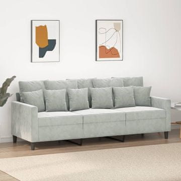 Vidaxl vidaXL Trosed svetlo siv 180 cm oblazinjen z žametom