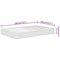 Vidaxl Vzmetnica iz pene srednje mehka 120x200 cm