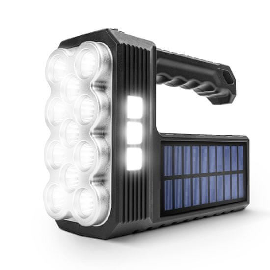 PHENOM LED solarna polnilna delovna svetilka 1200 mAh 3 + 3W z USB polnjenjem