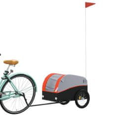 Vidaxl Kolesarska prikolica črna in oranžna 30 kg železo