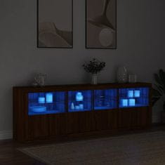 shumee Komoda z LED lučkami rjav hrast 202x37x67 cm