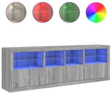 Vidaxl Komoda z LED lučkami siva sonoma 202x37x67 cm