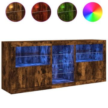 Vidaxl Komoda z LED lučkami dimljen hrast 181,5x37x67 cm