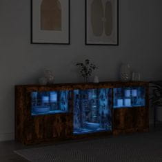 Greatstore Komoda z LED lučkami dimljen hrast 181,5x37x67 cm