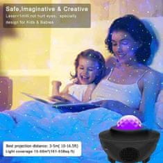 Netscroll Zvočnik in projektor zvezd s priloženim daljinskim upravljalcem, zvezdni projektor je projektorska lučka, ki bo pripeljala zvezde ali ocean v vaš dom, 10 različnih barv, USB polnjenje, GalaxySky