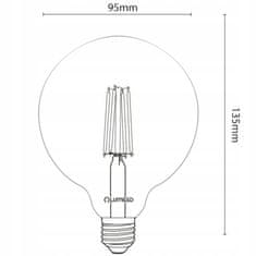 LUMILED 3x LED žarnica E27 G95 8W = 75W 4000K Nevtralno bela 360° Filament