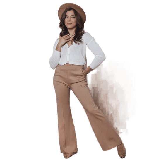 Dstreet Ženske široke hlače PERIDOT rjave barve uy1797