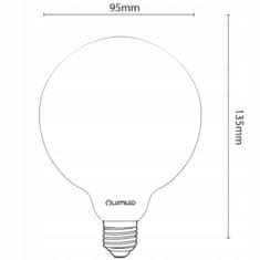 LUMILED 3x LED žarnica E27 G95 8W = 75W 4000K Nevtralno bela 360° Filamentni mlečni mehurček