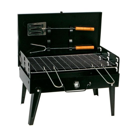 BigBuy Žar Prenosni črni 44 x 27 x 21,5 cm