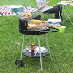 BigBuy Žar na oglje s kolesi Grill Black Ø 51 cm